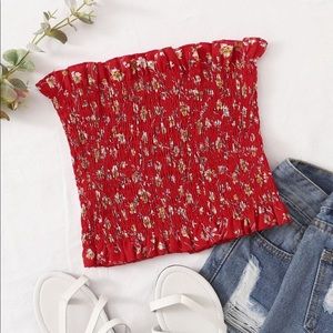 Red Floral Tube Top